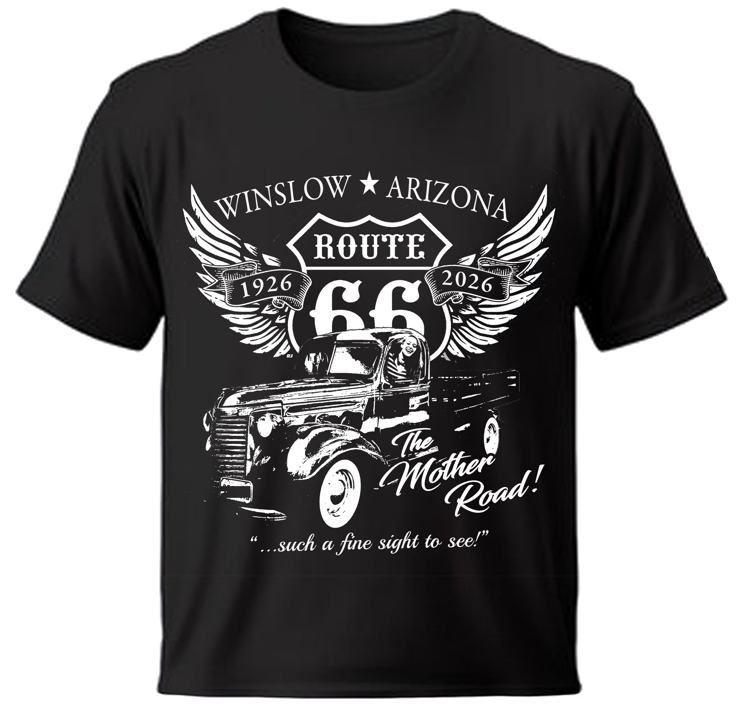 Black Winslow, Arizona t-shirt with Route 66 Logo